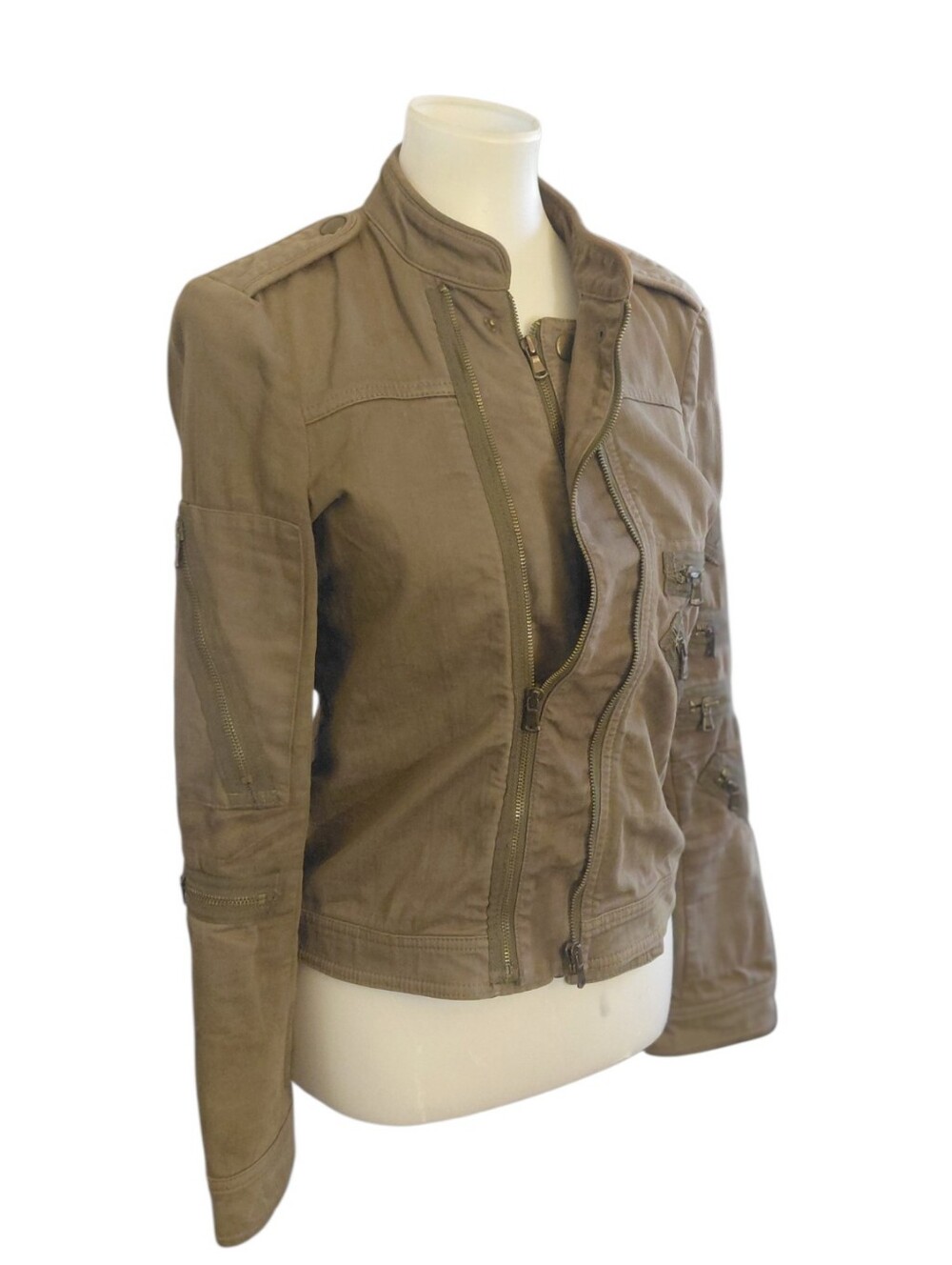 Marc Jacobs Khaki Utility Military Jacket Size Small Zippered Bomber Jacket
